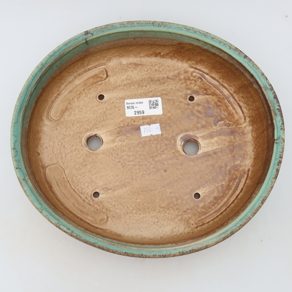 Kerámia bonsai-tál 27 × 24 × 5,5 cm, zöld színű
