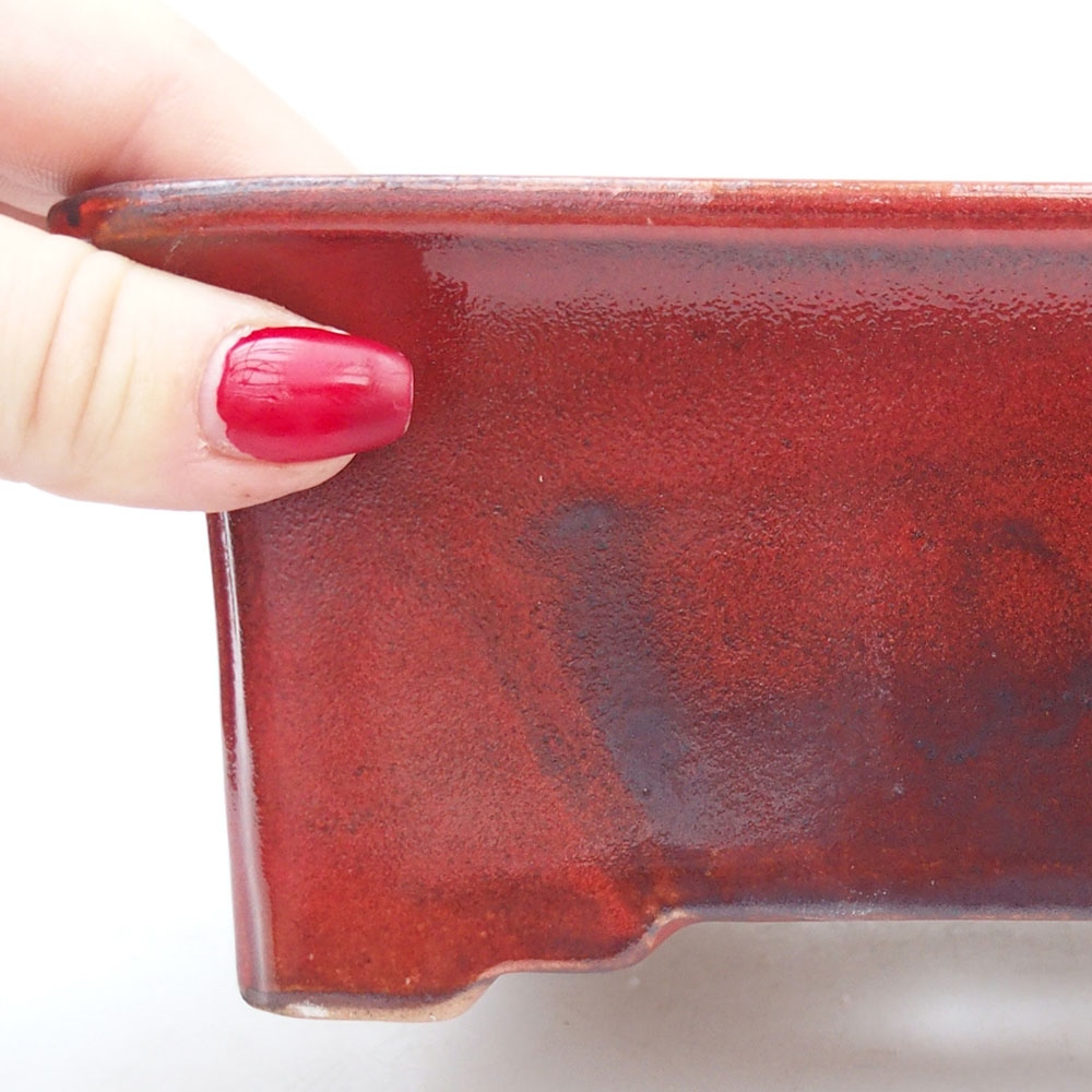 kerámia bonsai tál 18 x 14 x 7,5 cm, piros színben