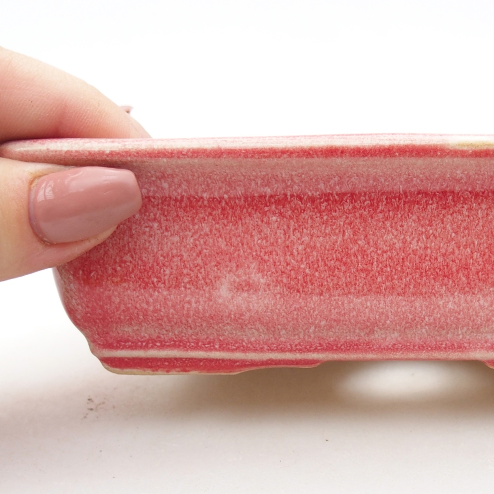 kerámia bonsai tál 13,5 x 10 x 4 cm, piros színű