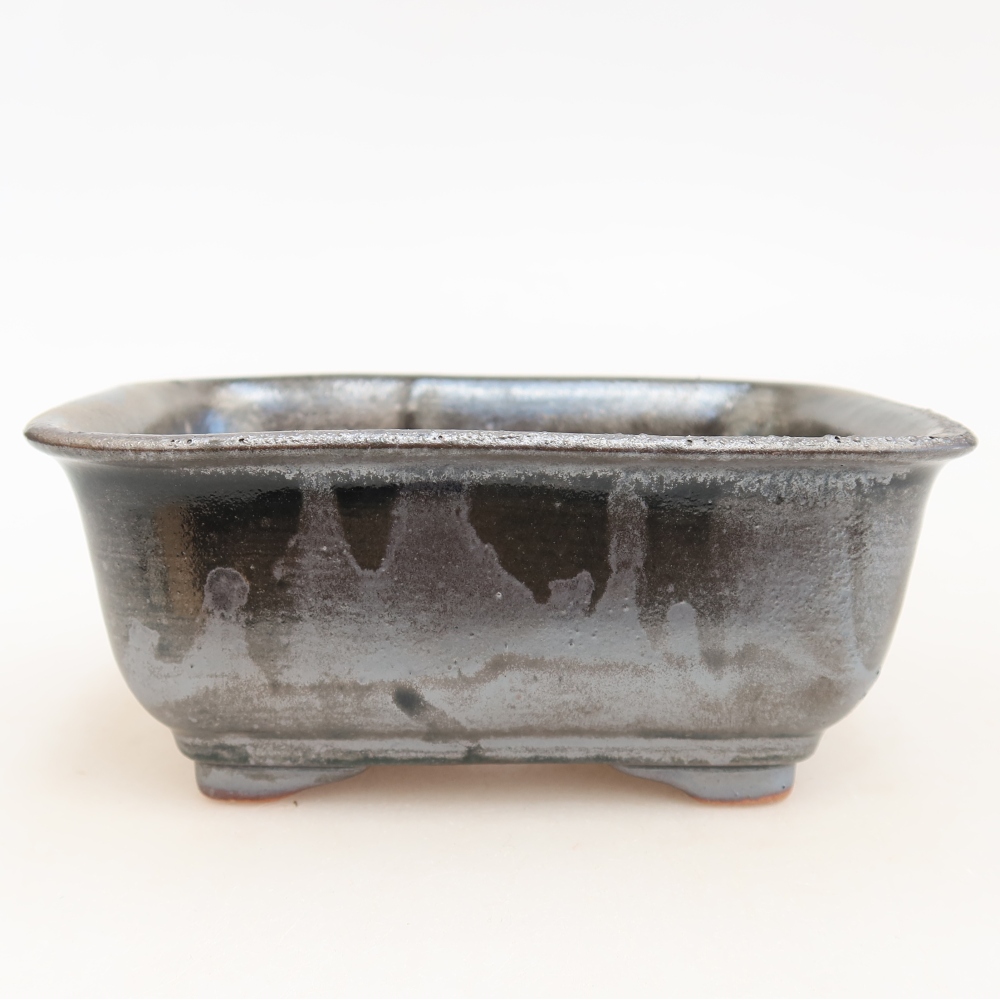 Kerámia bonsai tál 13,5 x 10,5 x 6 cm, fém színben