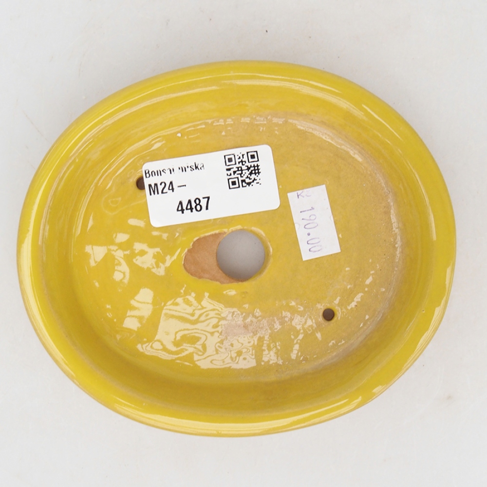 kerámia bonsai tál 13 x 11 x 2,5 cm, sárga
