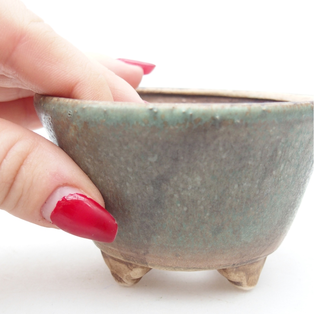 kerámia bonsai tál 8,5 x 8,5 x 5 cm, zöld