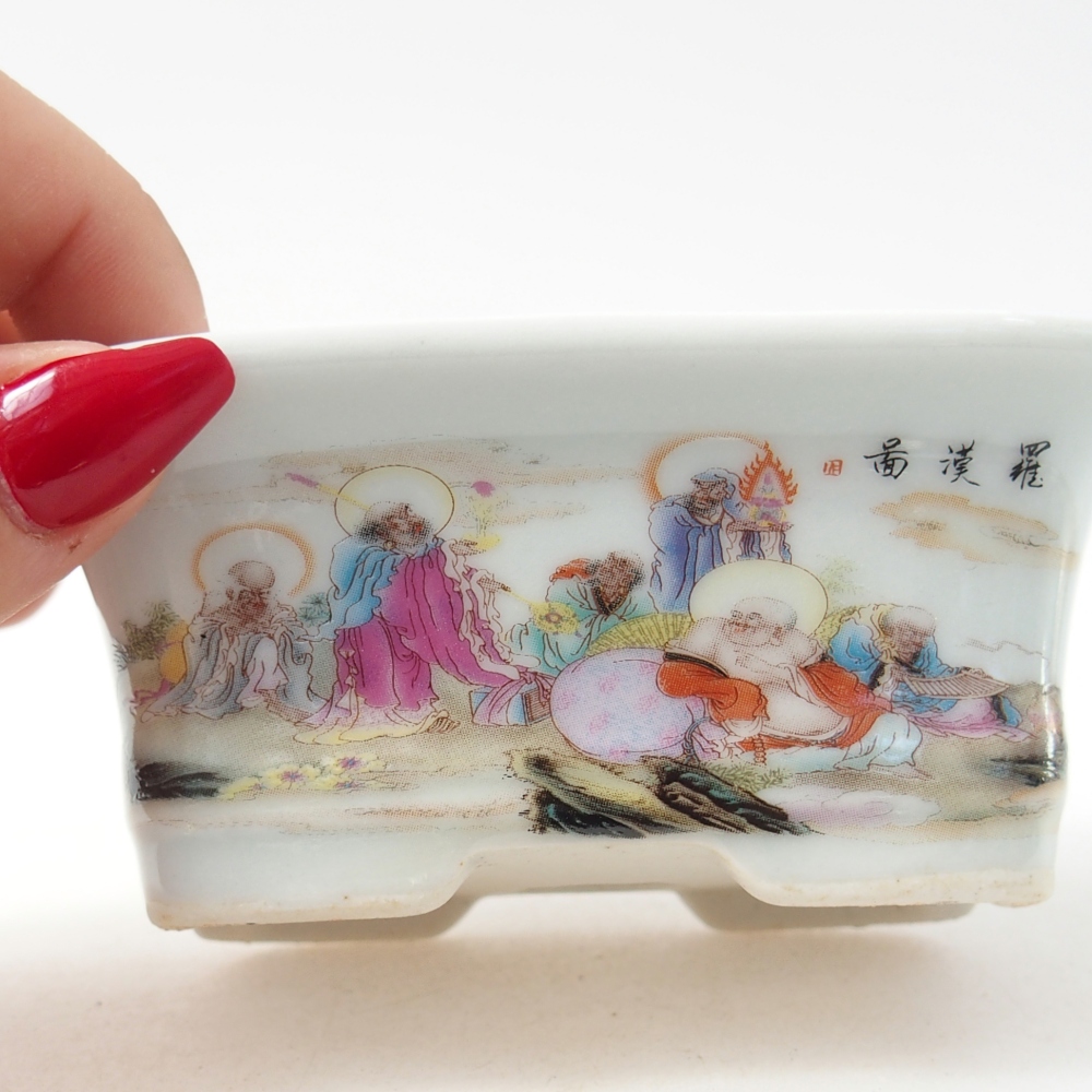 Mini bonsai tál 10 x 7,5 x 4 cm, fehér színben