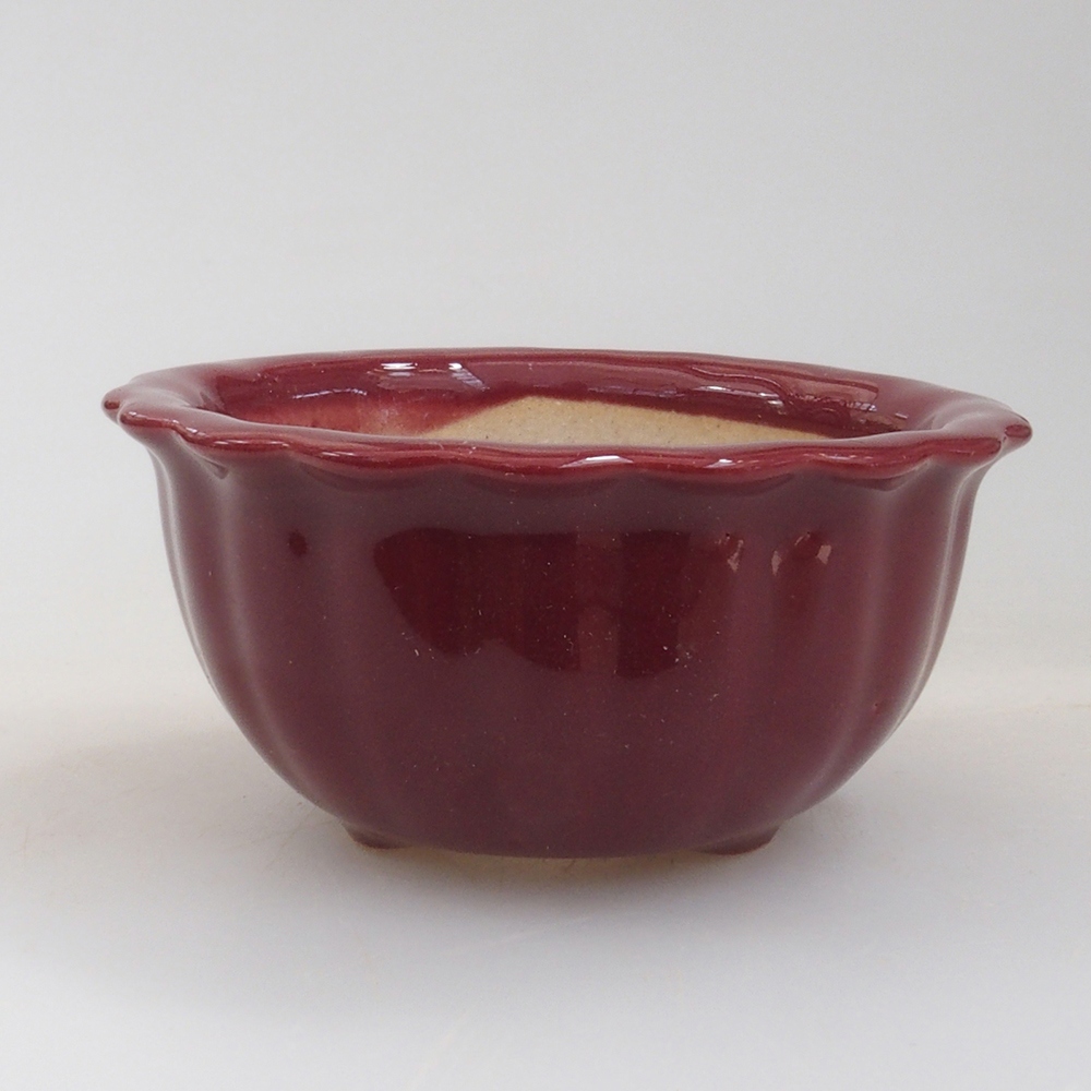 Mini bonsai tál 6,5 x 6,5 x 3,5 cm, bordó színű