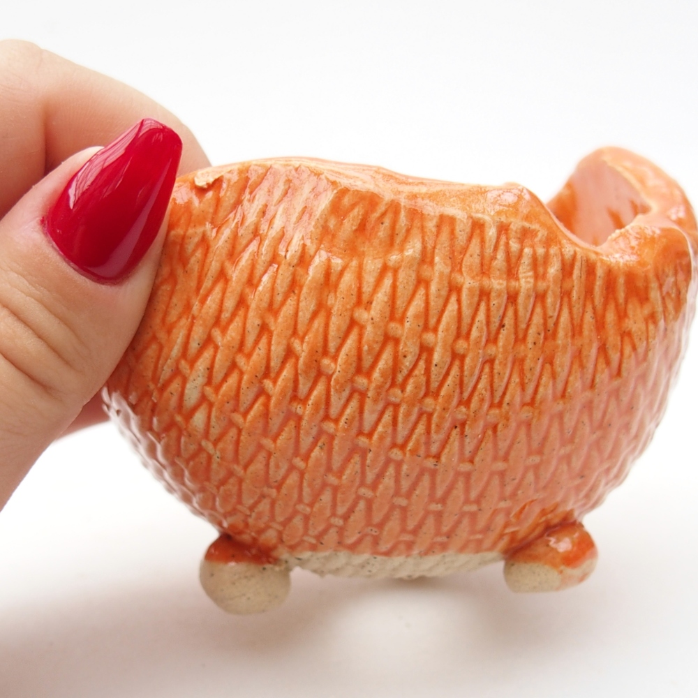 Kerámia kagyló 8,5 x 8,5 x 6,5 cm , narancssárga színű