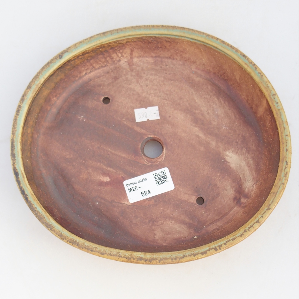 kerámia bonsai tál 23 x 20 x 4,5 cm, zöld