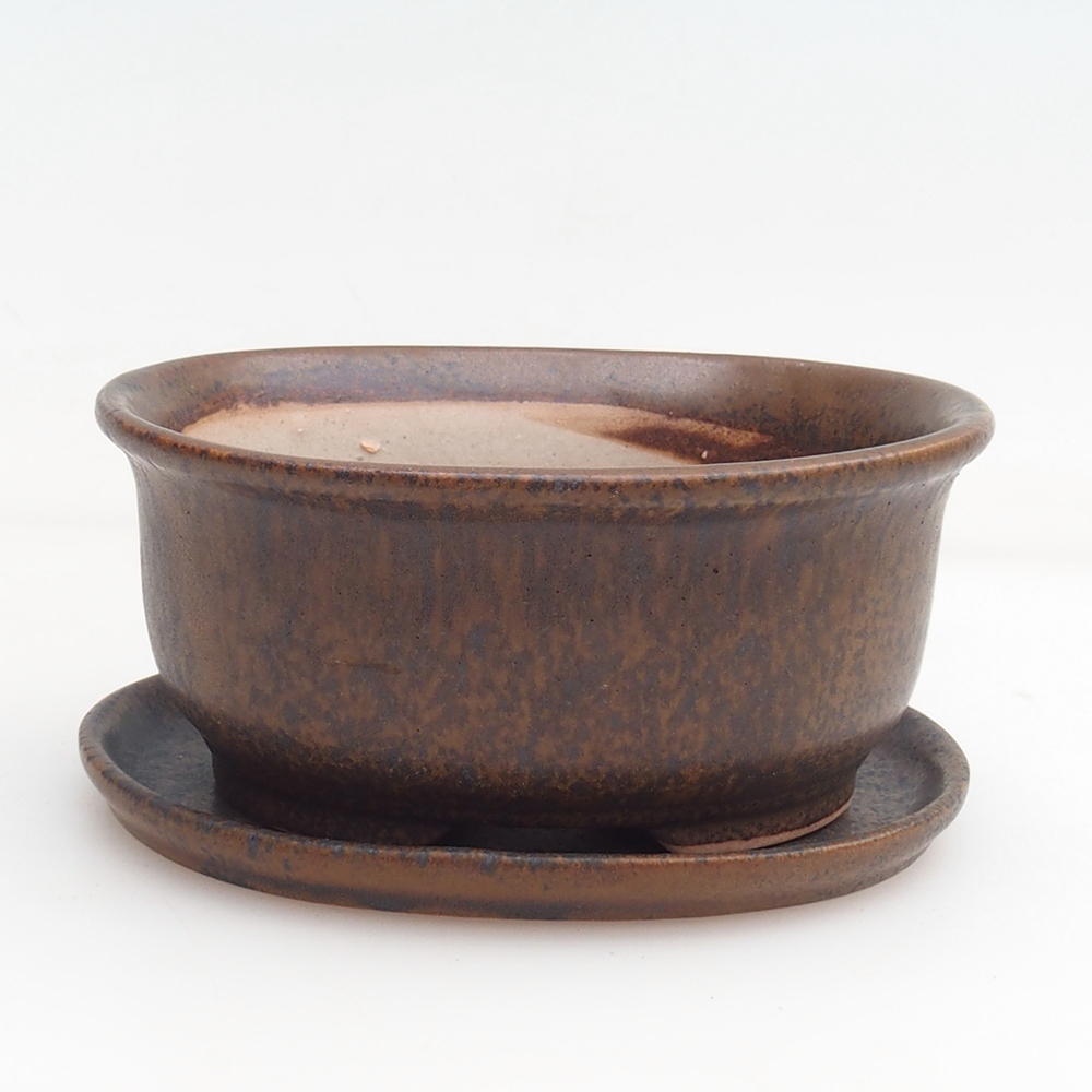 Bonsai tál + csészealj H11 - 11,5 x 10 x 4 cm. - zöld