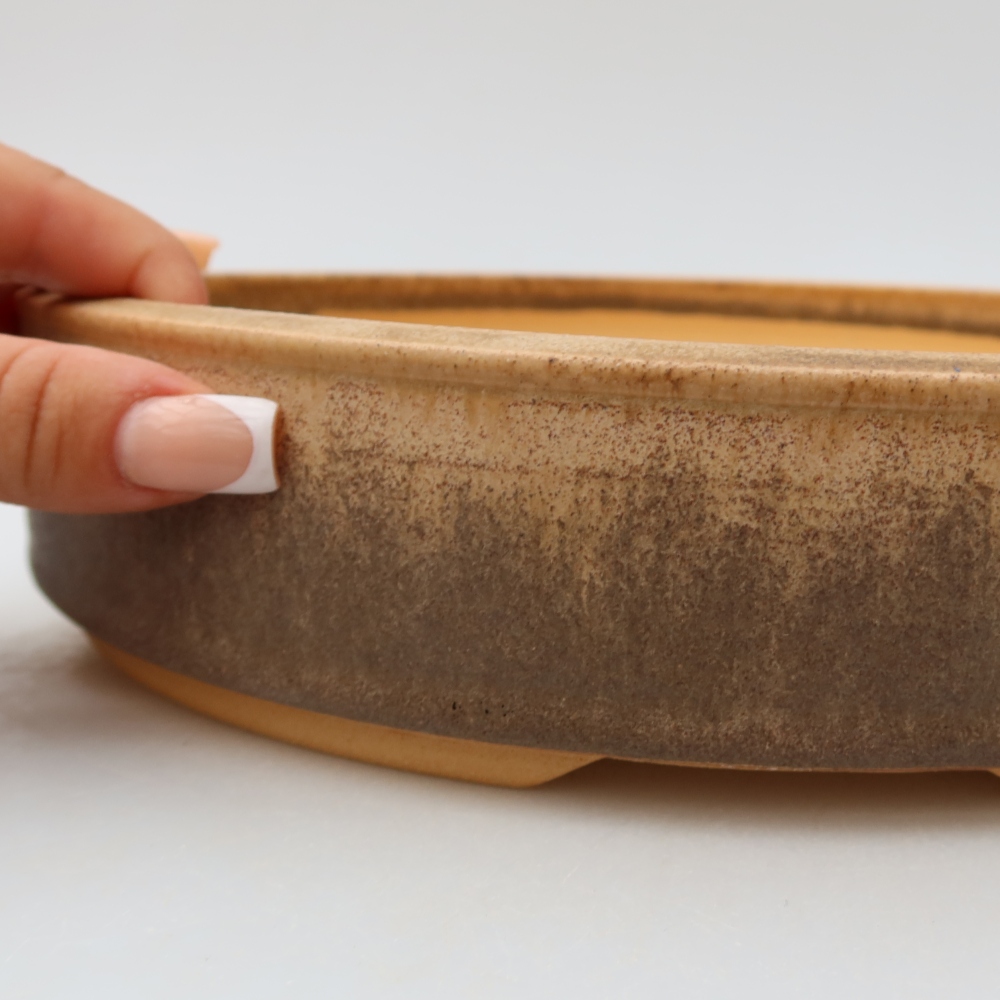Kerámia bonsai tál 26,5 x 26,5 x 5,5 cm, barna színű