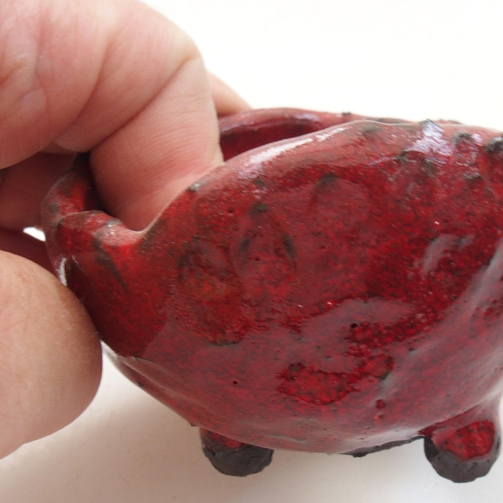 Kerámia kagyló 7 x 6,5 x 5 cm , piros színű