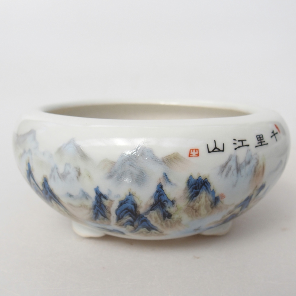 kerámia bonsai tál 10 x 10 x 5 cm, fehér színben