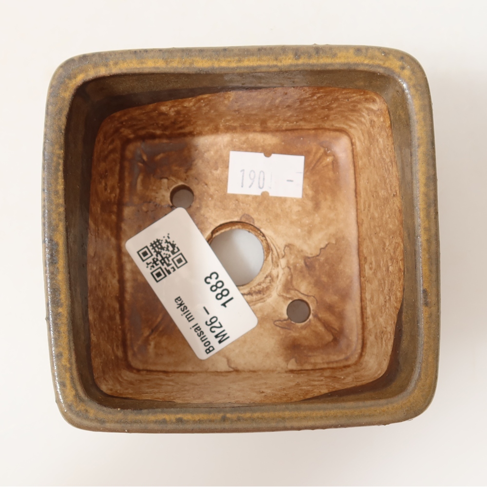 kerámia bonsai tál 8,5 x 8,5 x 5,5 cm, barna