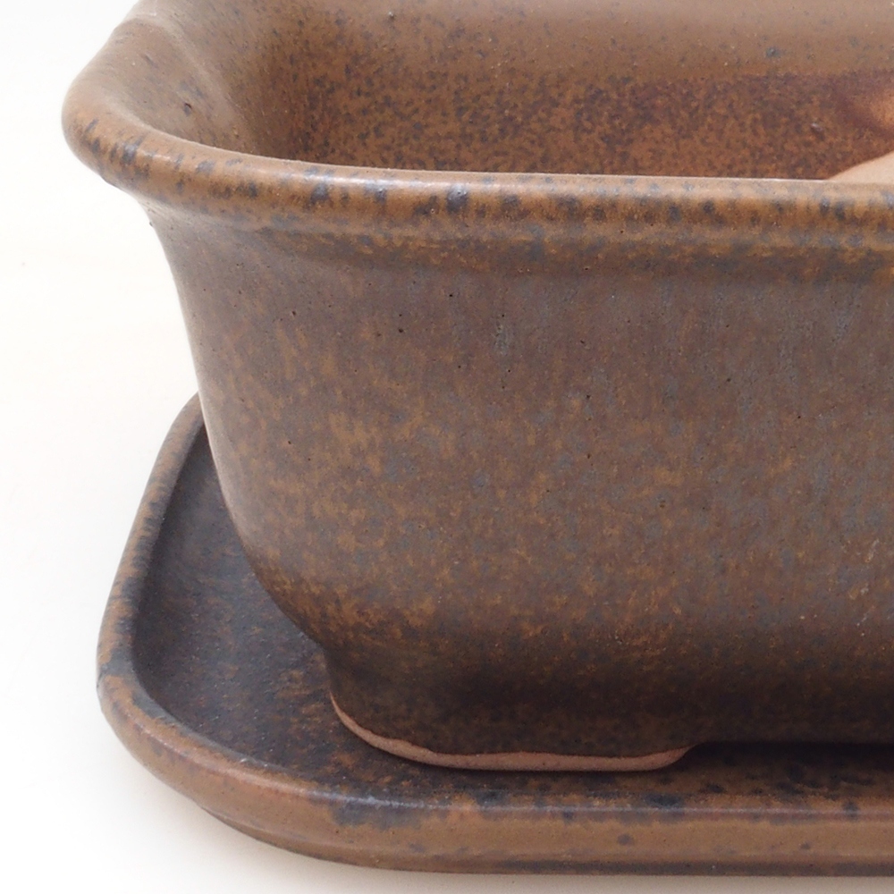 Bonsai tál + csészealj H37 - 14,5x13x6,5 cm. - barna