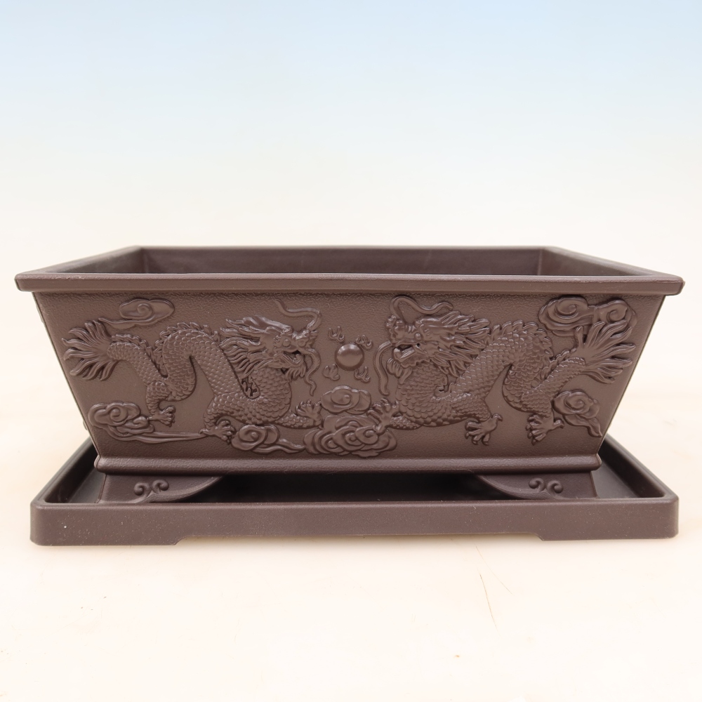 Bonsai-cserepes tál + alátét, műanyag, MP-36 – 22,5 x 16 x 9 cm