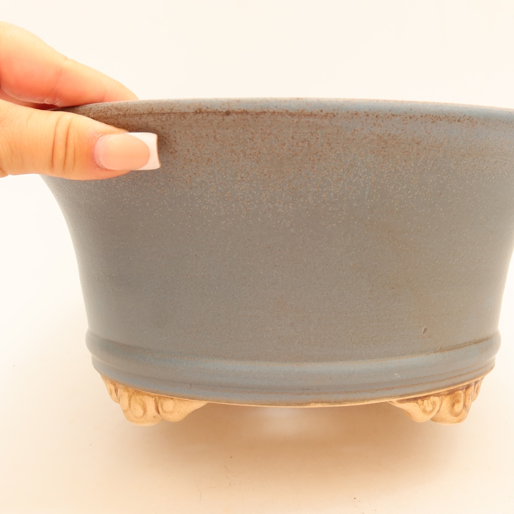 Kerámia bonsai-tál, 24,5 x 24,5 x 11 cm, kék színű
