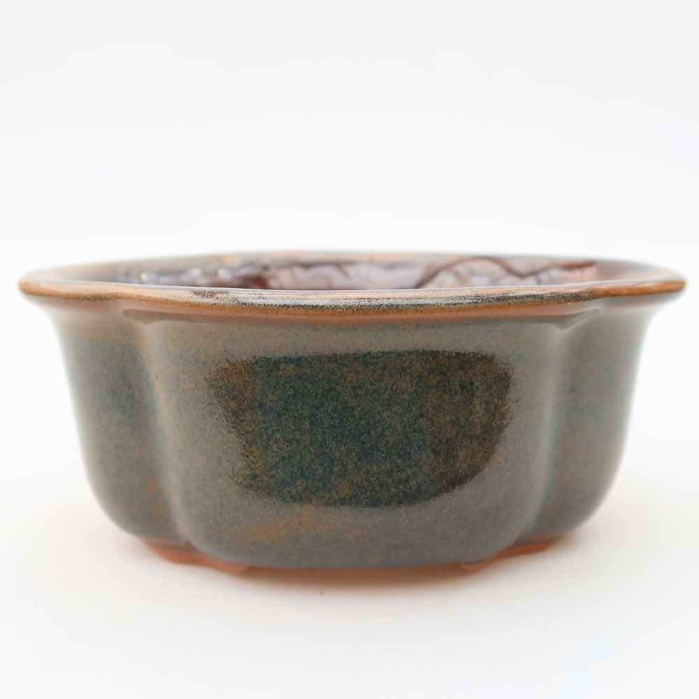 Kerámia bonsai tál, 13,5 x 11 x 6 cm, barna színű