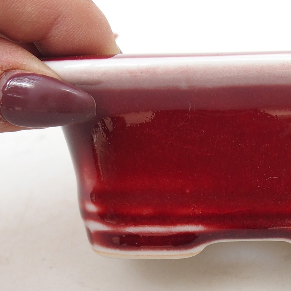 kerámia bonsai tál 10 x 7,5 x 4 cm, piros színben