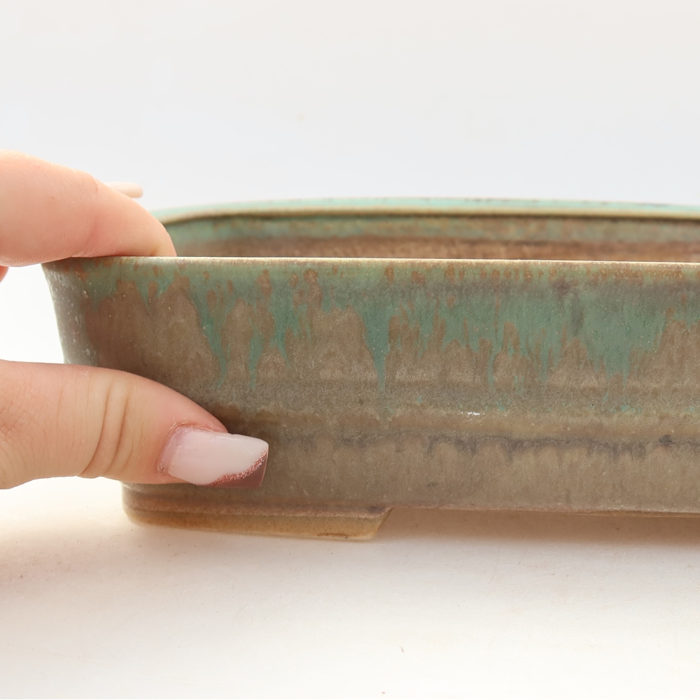 Kerámia bonsai-tál 22,5 x 18 x 6 cm, zöld színű