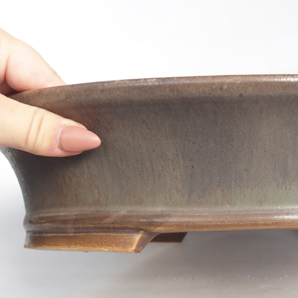 Kerámia bonsai tál 32 x 29 x 7 cm, zöld