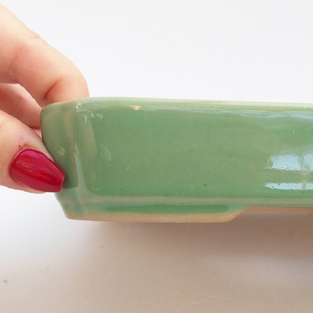 Kerámia bonsai tál 18,5 x 13,5 x 3,5 cm, zöld