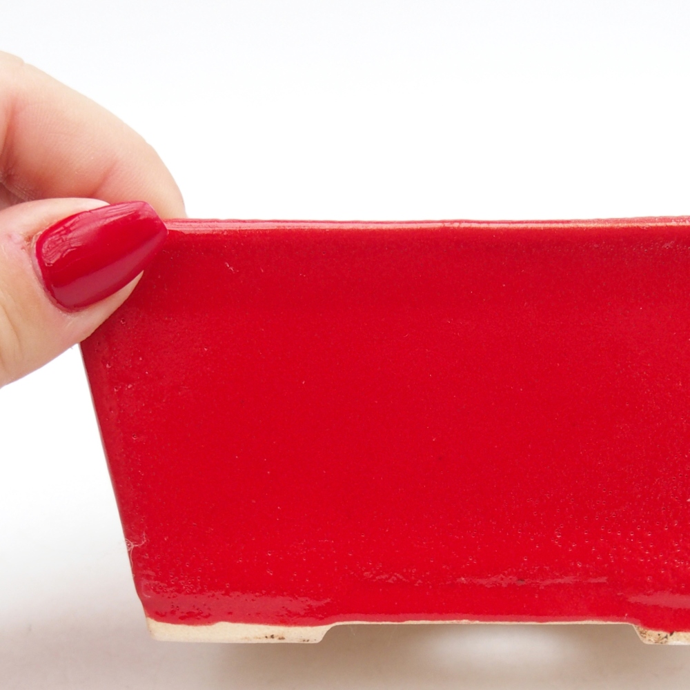 kerámia bonsai tál 11,5 x 9,5 x 6 cm, piros színű