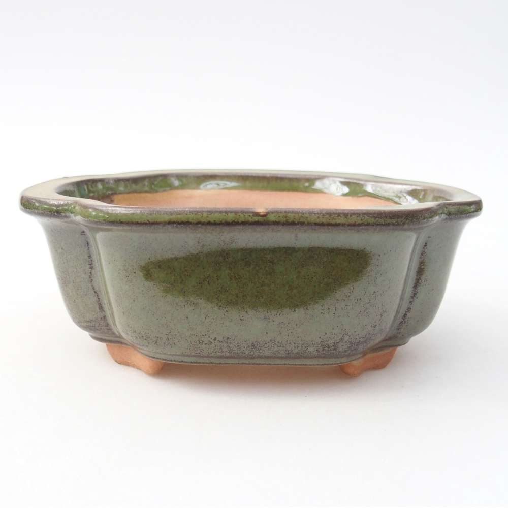 kerámia bonsai tál 13 x 10 x 5 cm, zöld