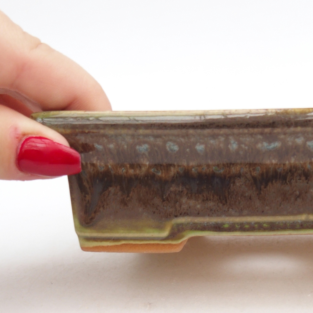 kerámia bonsai tál 13 x 10 x 4 cm, zöld