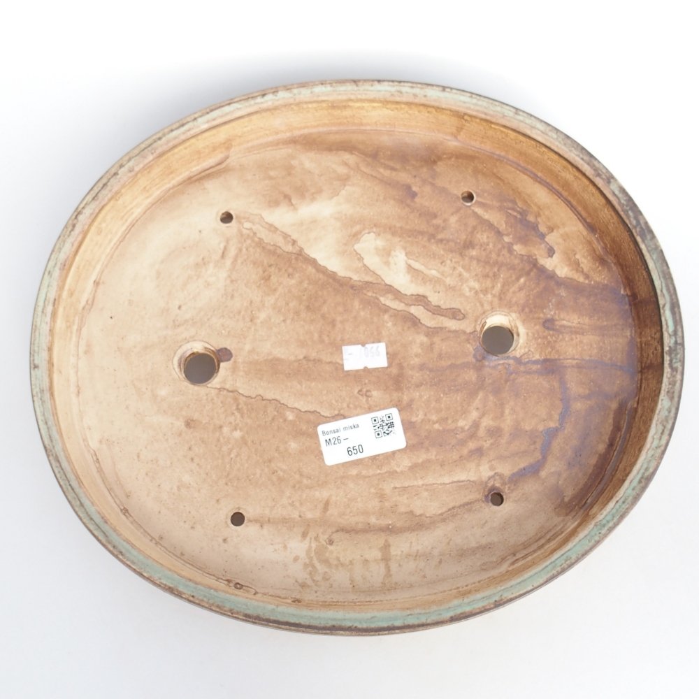 Kerámia bonsai tál 31 x 27 x 4,5 cm, zöld