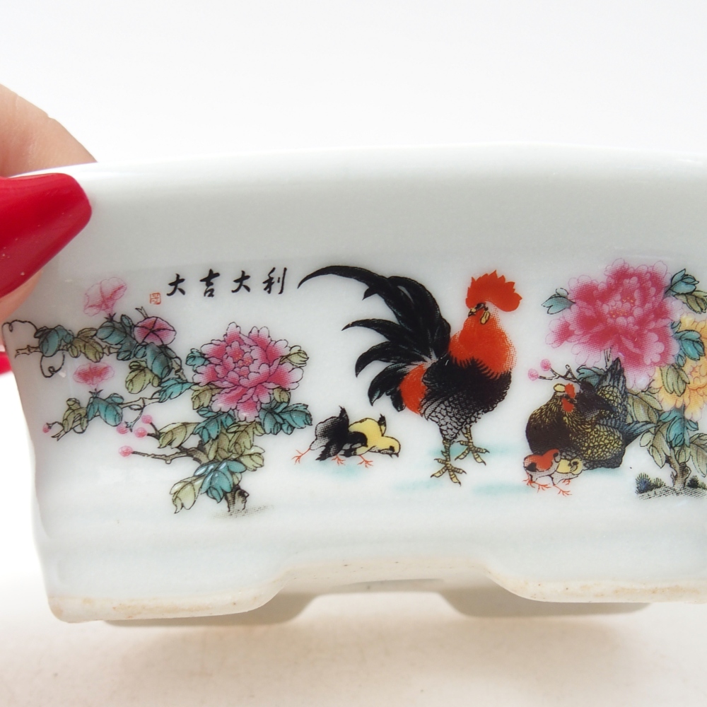 Mini bonsai tál 10 x 7,5 x 4 cm, fehér színben