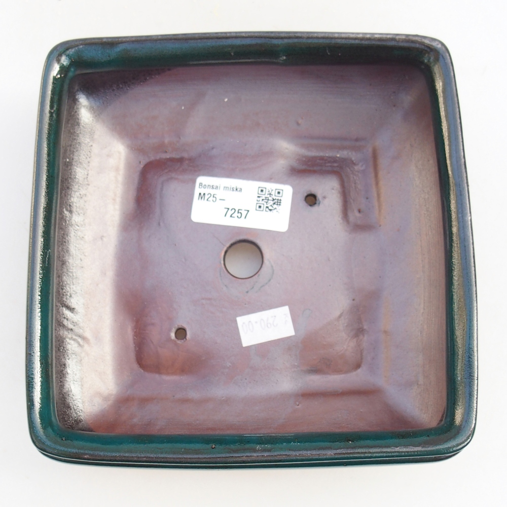 Kerámia bonsai tál 15,5 x 15,5 x 6 cm, zöld