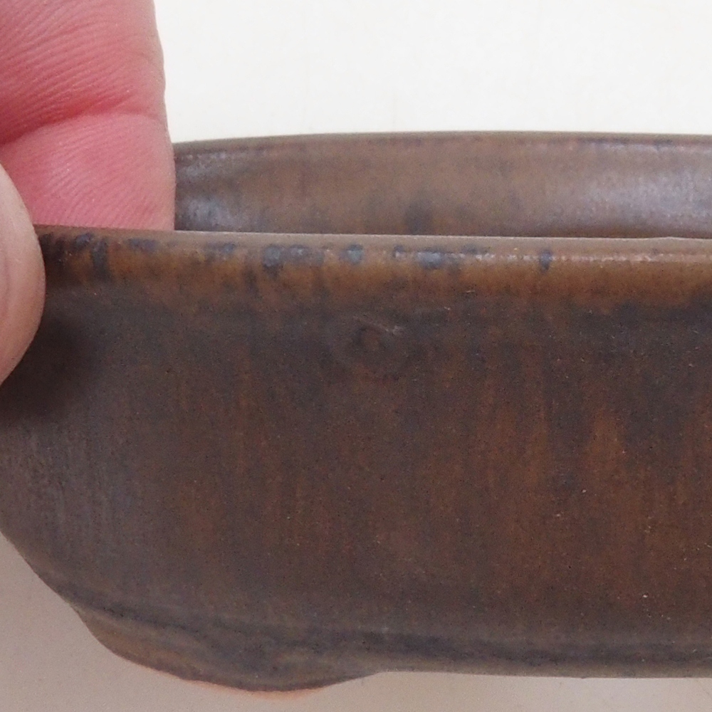 Bonsai tálka H04 - 10,5 x 7,5 x 3 cm. - barna