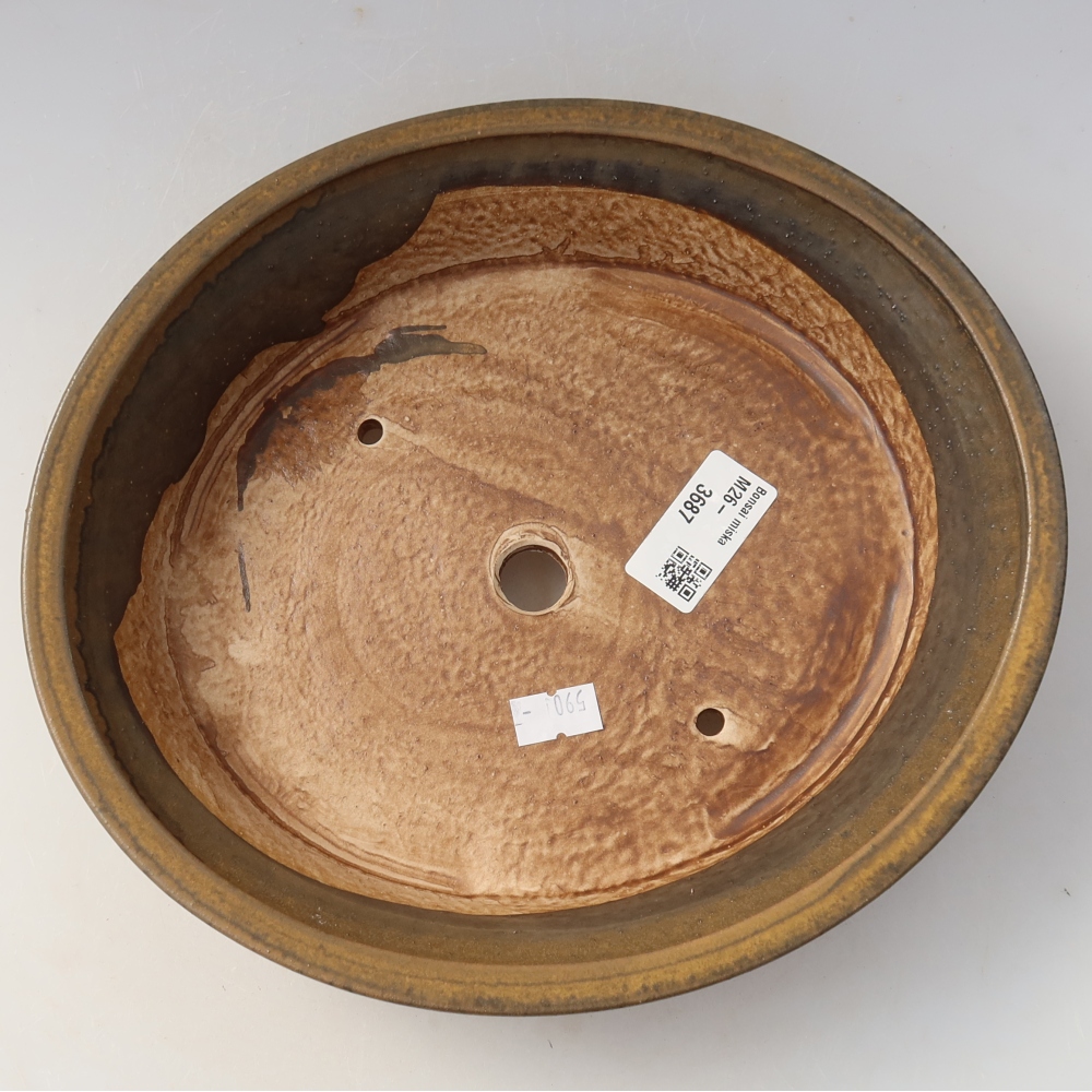 Kerámia bonsai tál, 24 x 21,5 x 5,5 cm, barna színű