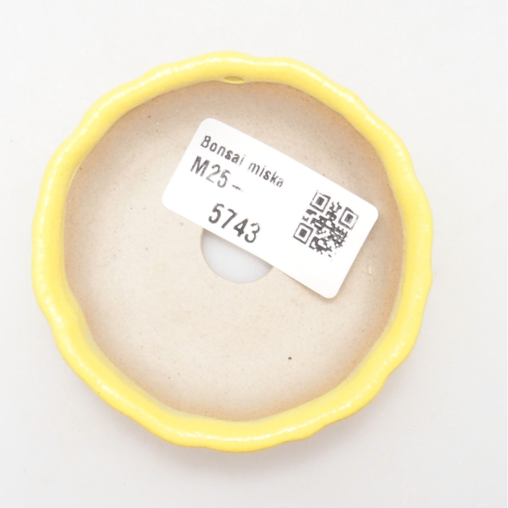 kerámia bonsai tál 7 x 7 x 2 cm, sárga
