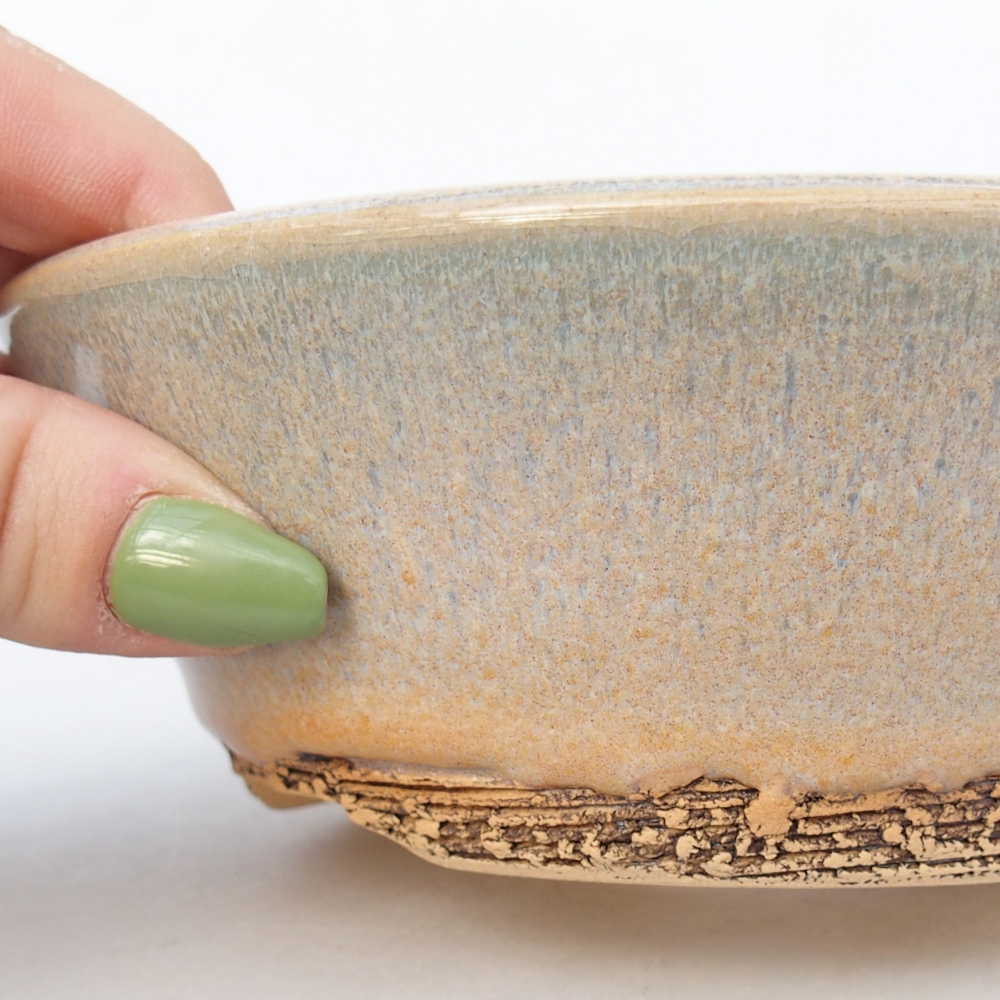 kerámia bonsai tál 14,5 x 14,5 x 5 cm, zöld-barna