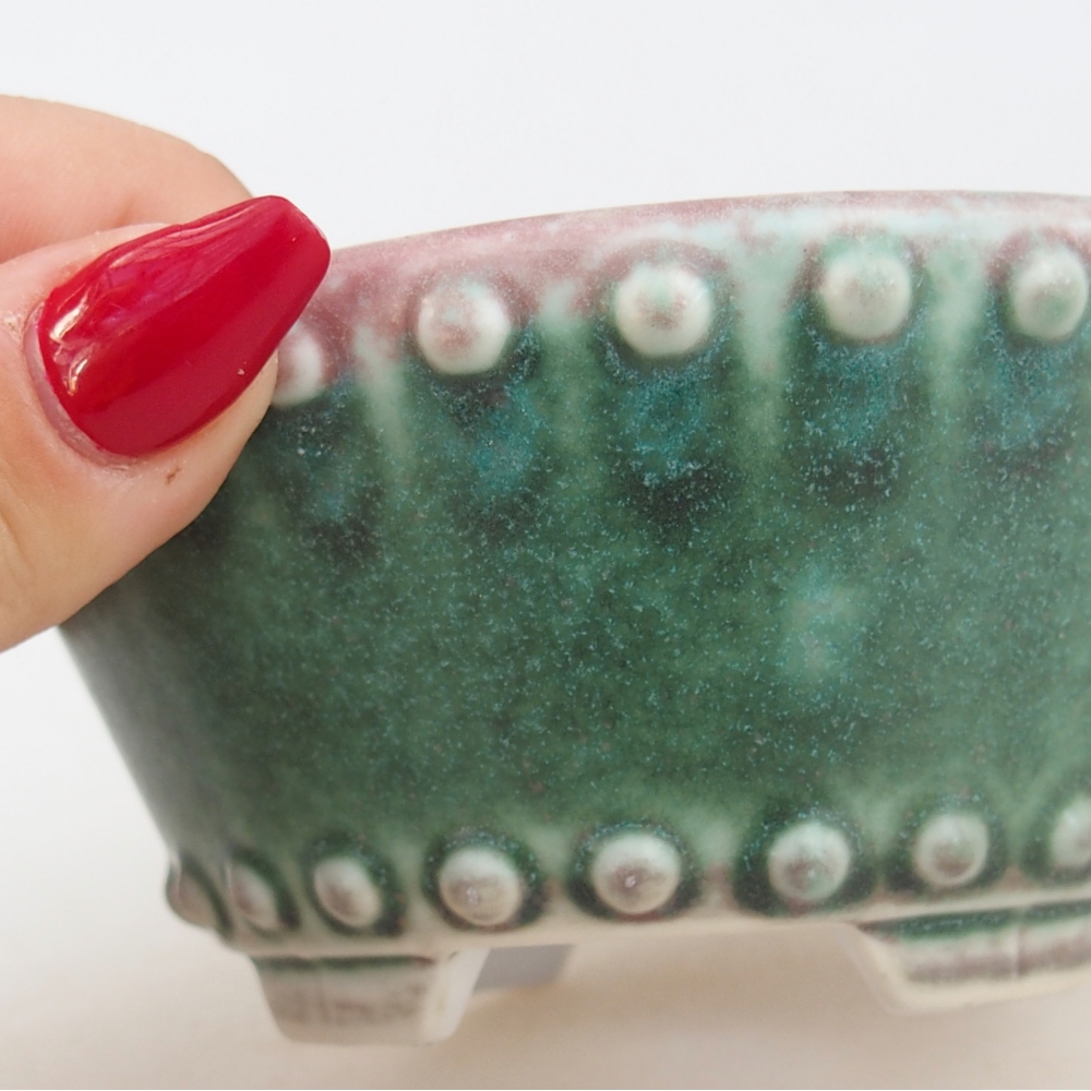 kerámia bonsai tál 10,5 x 10,5 x 5 cm, zöld