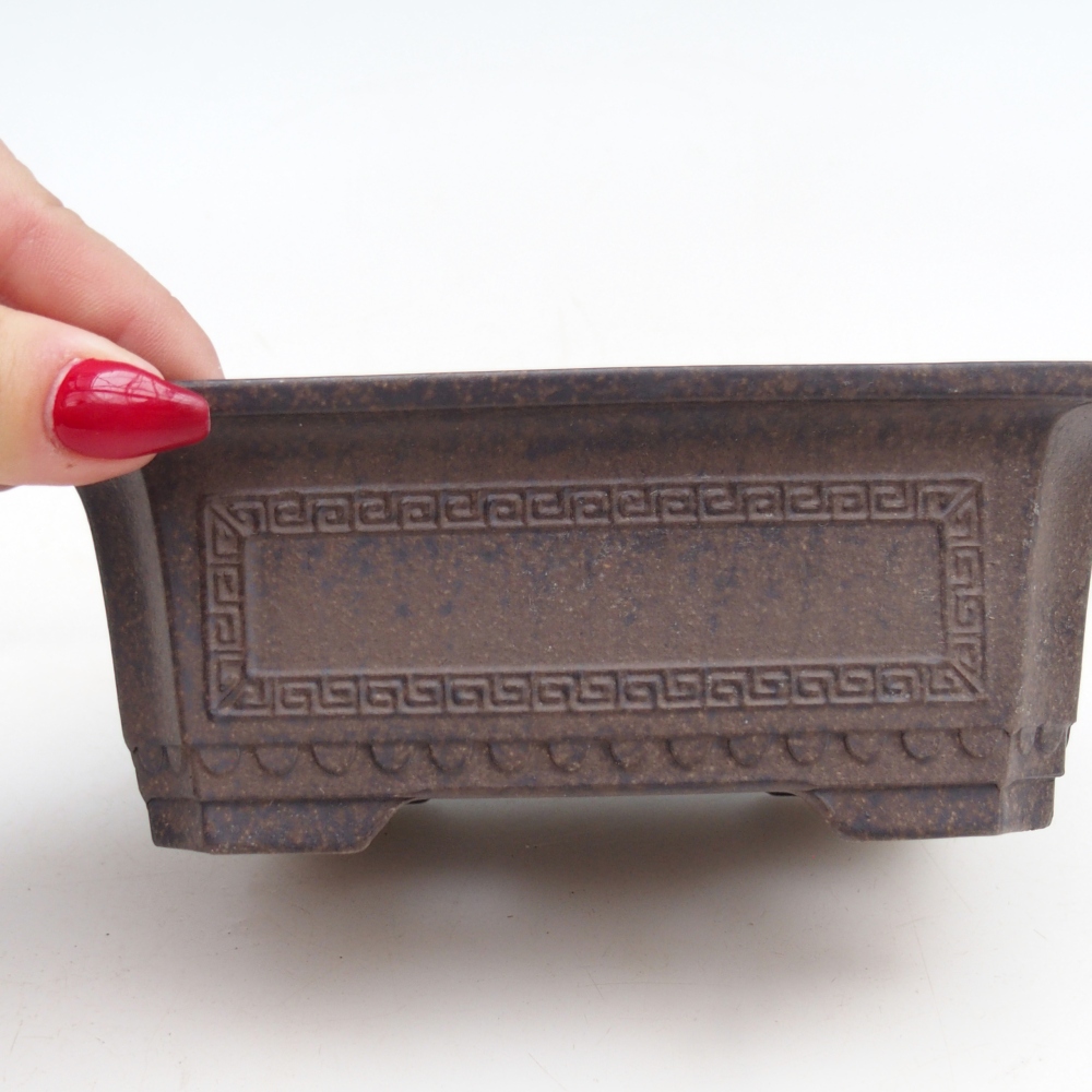 kerámia bonsai tál 15,5 x 10,5 x 6 cm, barnás okkersárga színben