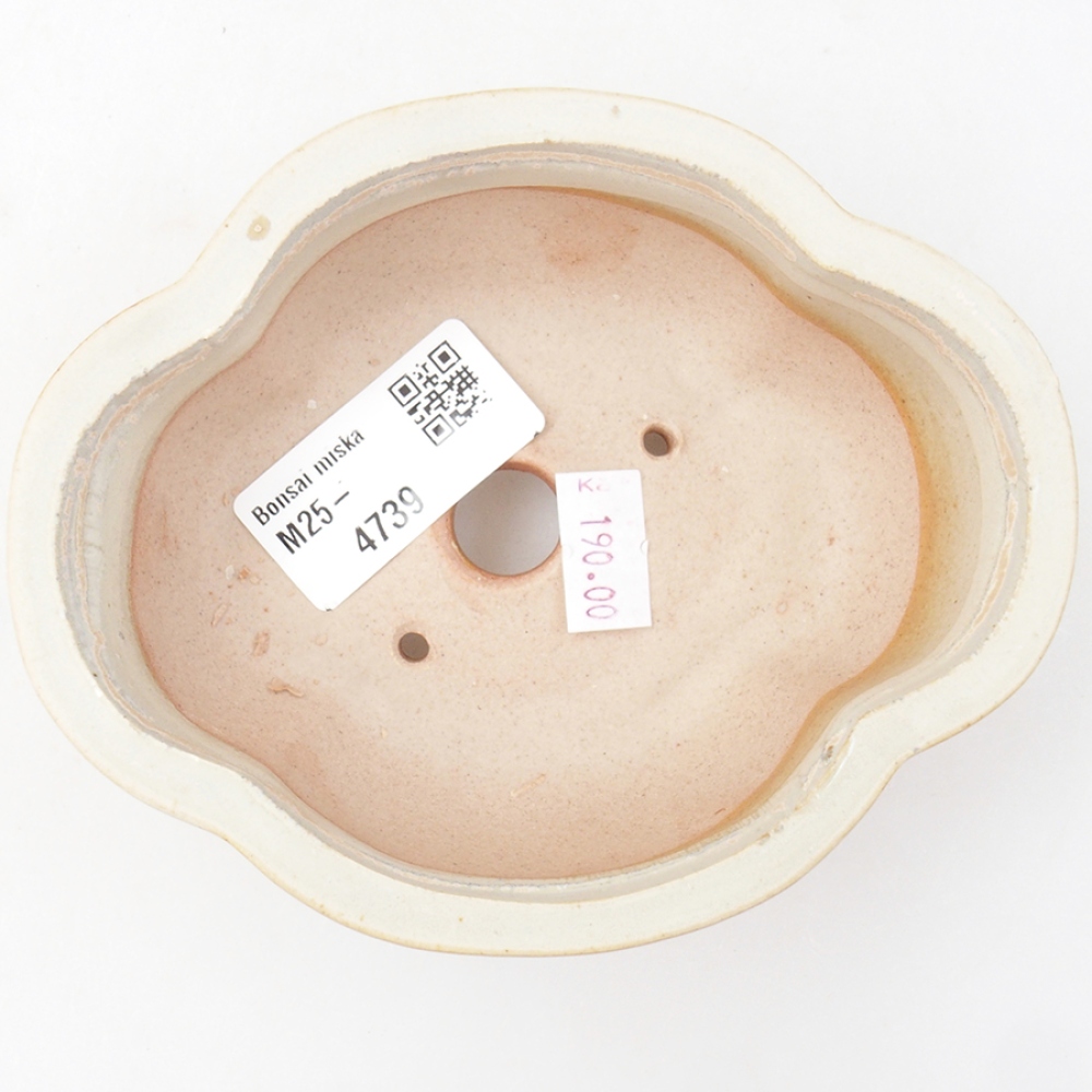 kerámia bonsai tál 12,5 x 10 x 4,5 cm, bézs színben