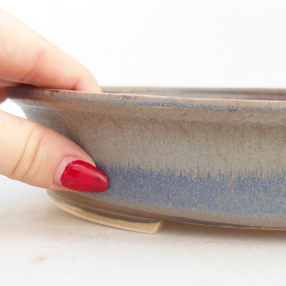 kerámia bonsai tál 24 x 21 x 5 cm, kék színben