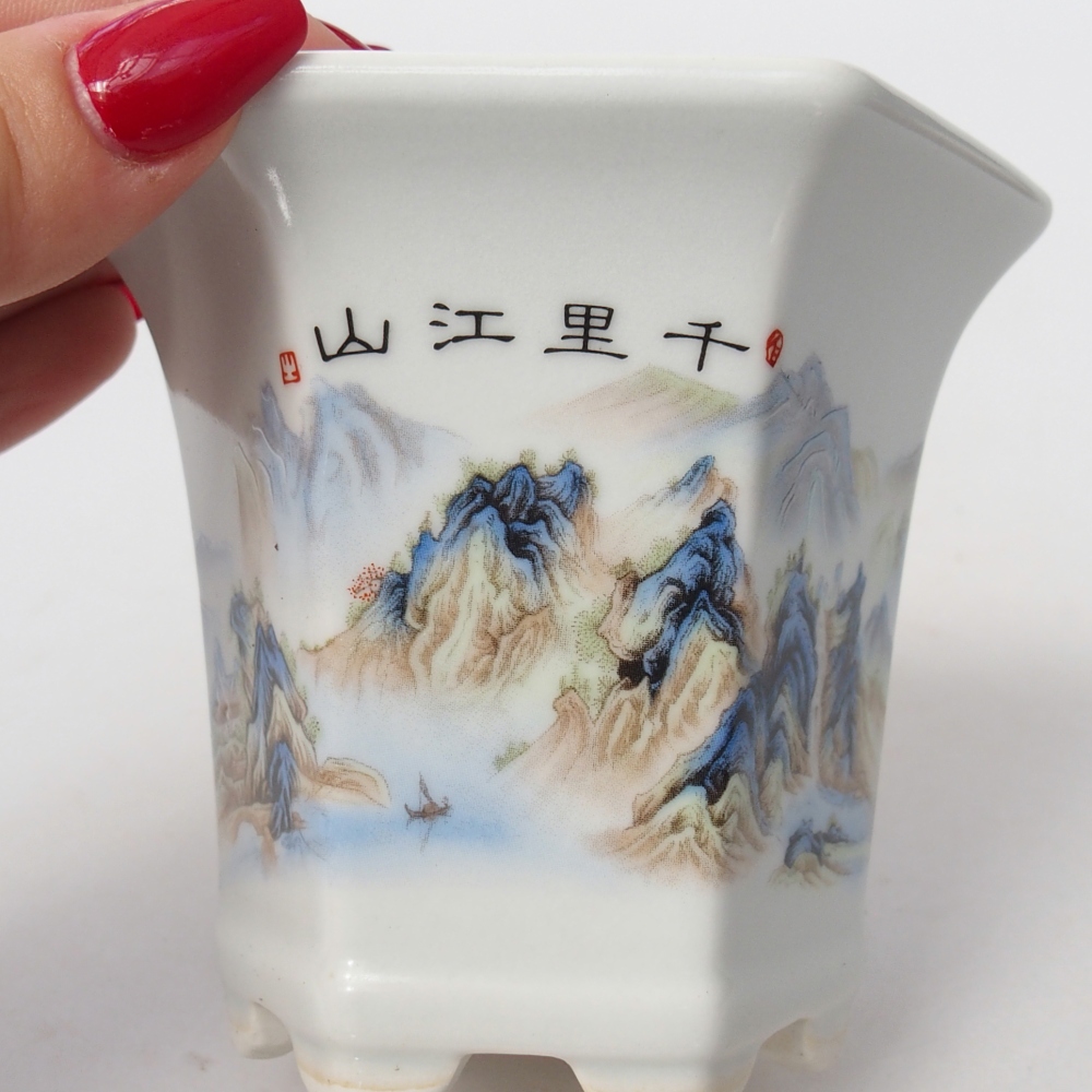 kerámia bonsai tál 10 x 9 x 9 cm, fehér színben