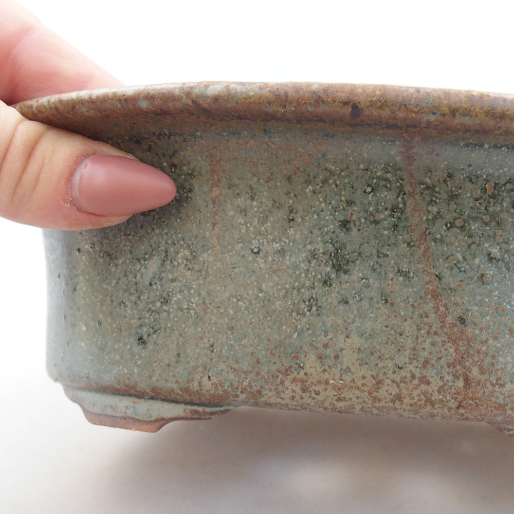 kerámia bonsai tál 19,5 x 15,5 x 6,5 cm, zöld