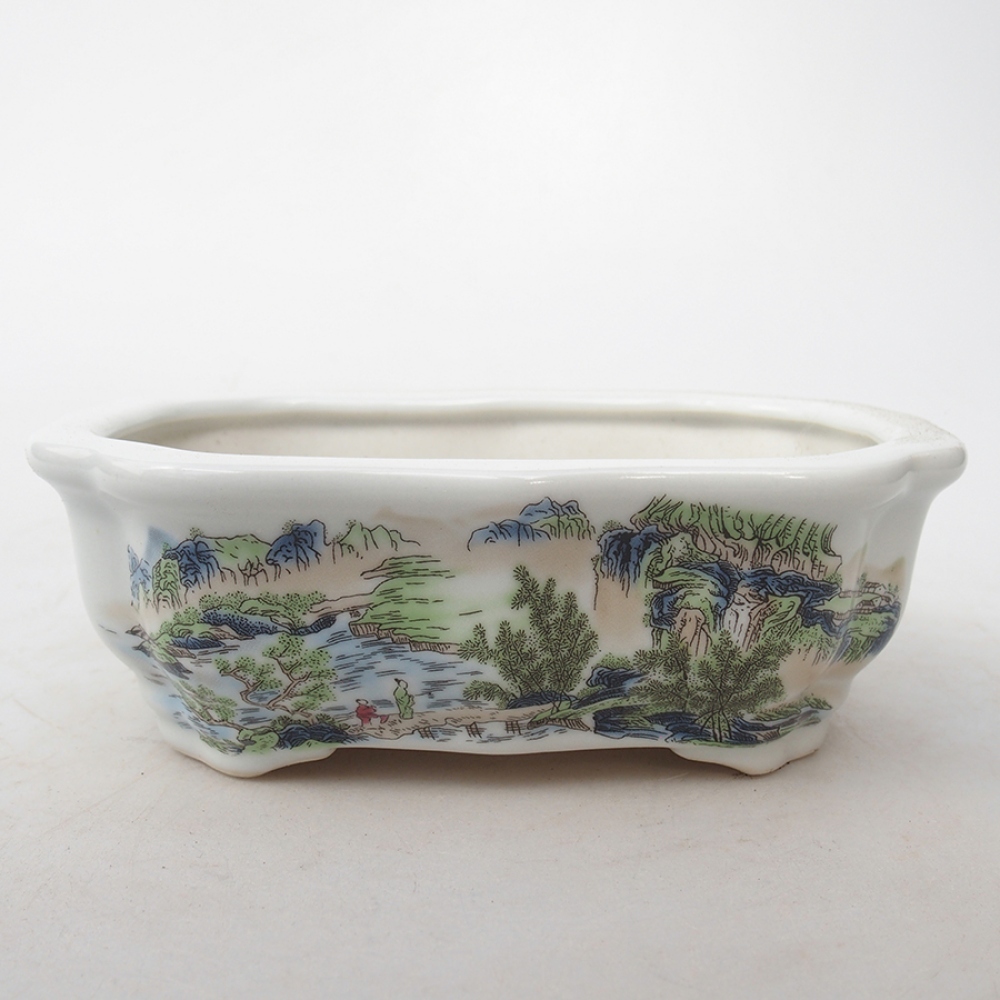 kerámia bonsai tál 15 x 11 x 5 cm, fehér színben