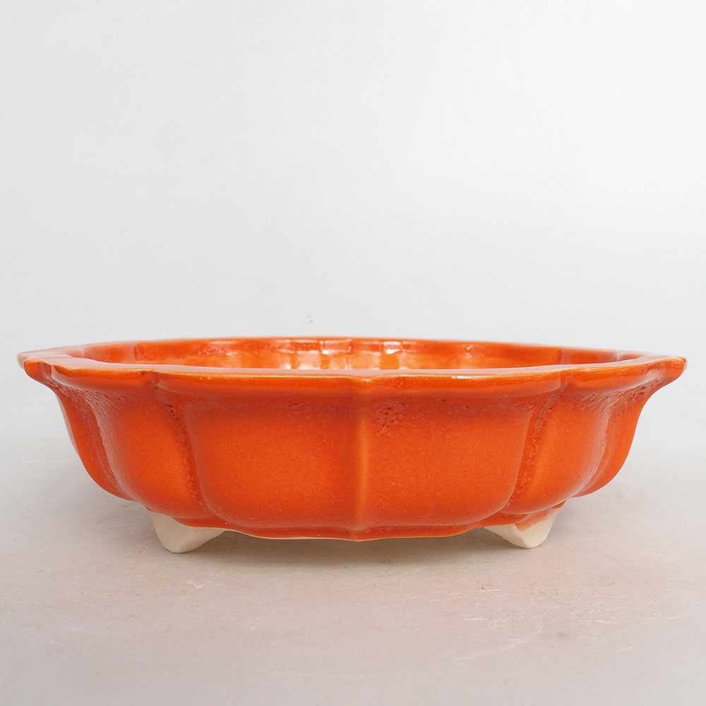 Kerámia bonsai tál 18,5 x 18,5 x 5,5 cm, narancssárga