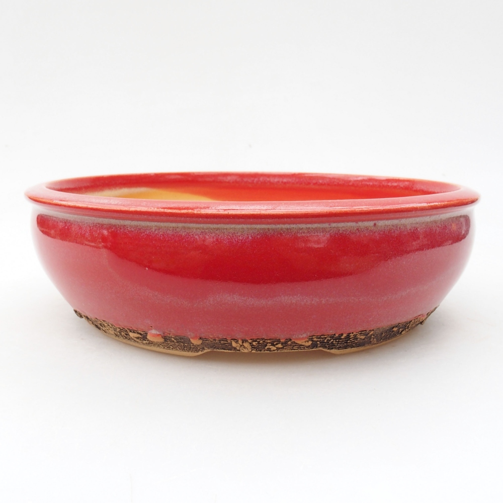 kerámia bonsai tál 19 x 19 x 5,5 cm, piros színben