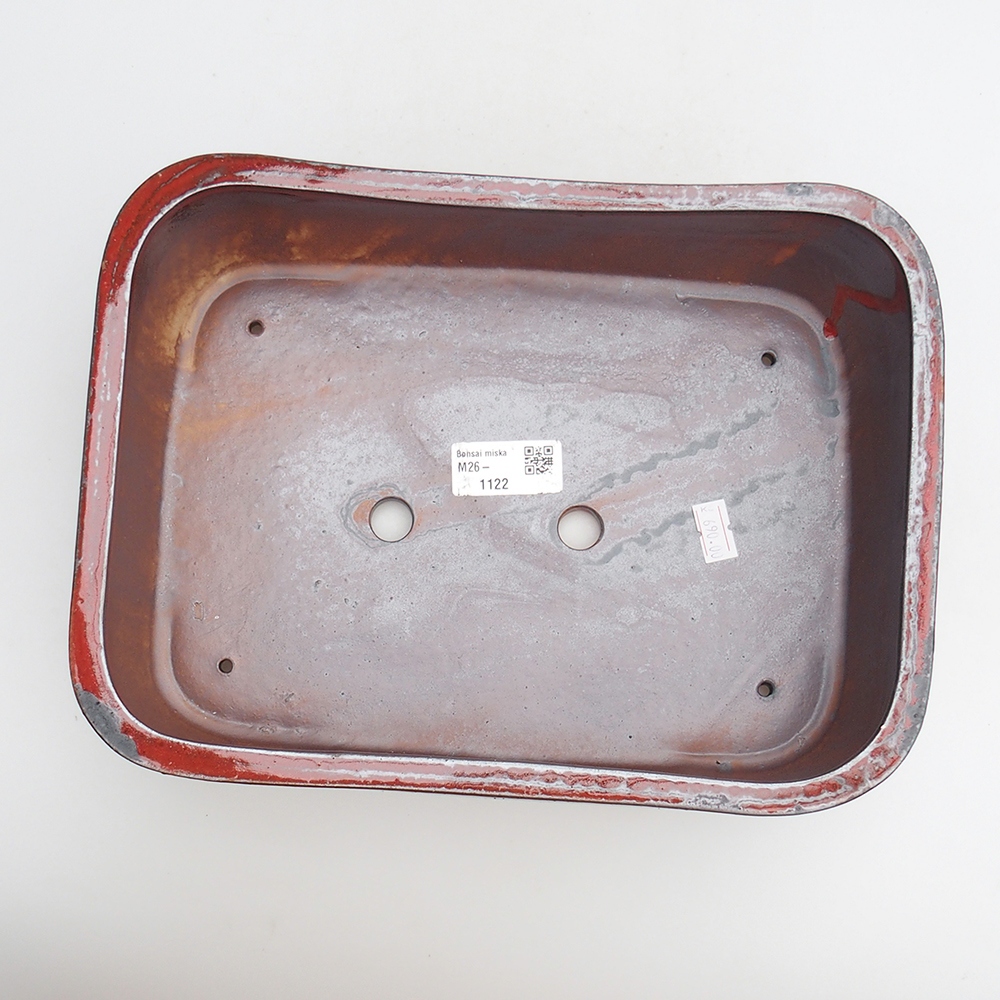 kerámia bonsai tál 27,5 x 20 x 7 cm, piros színben