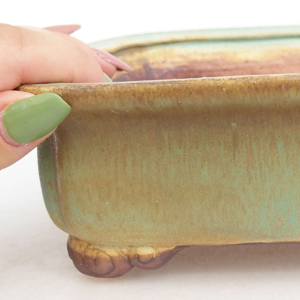 kerámia bonsai tál 20 x 17 x 6 cm, zöld