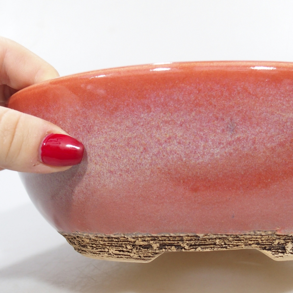 kerámia bonsai tál 20,5 x 20,5 x 7 cm, piros színben