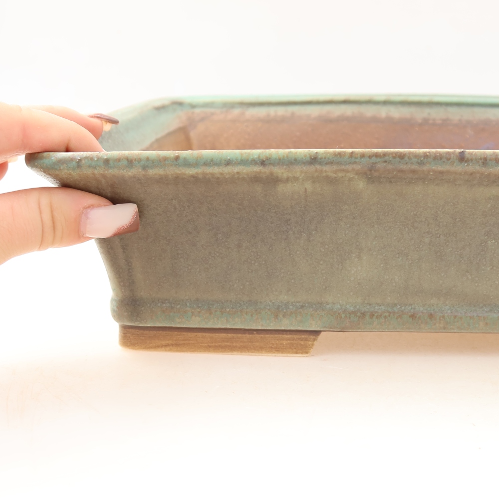 Kerámia bonsai-tál 29,5 x 24,5 x 8 cm, zöld színű