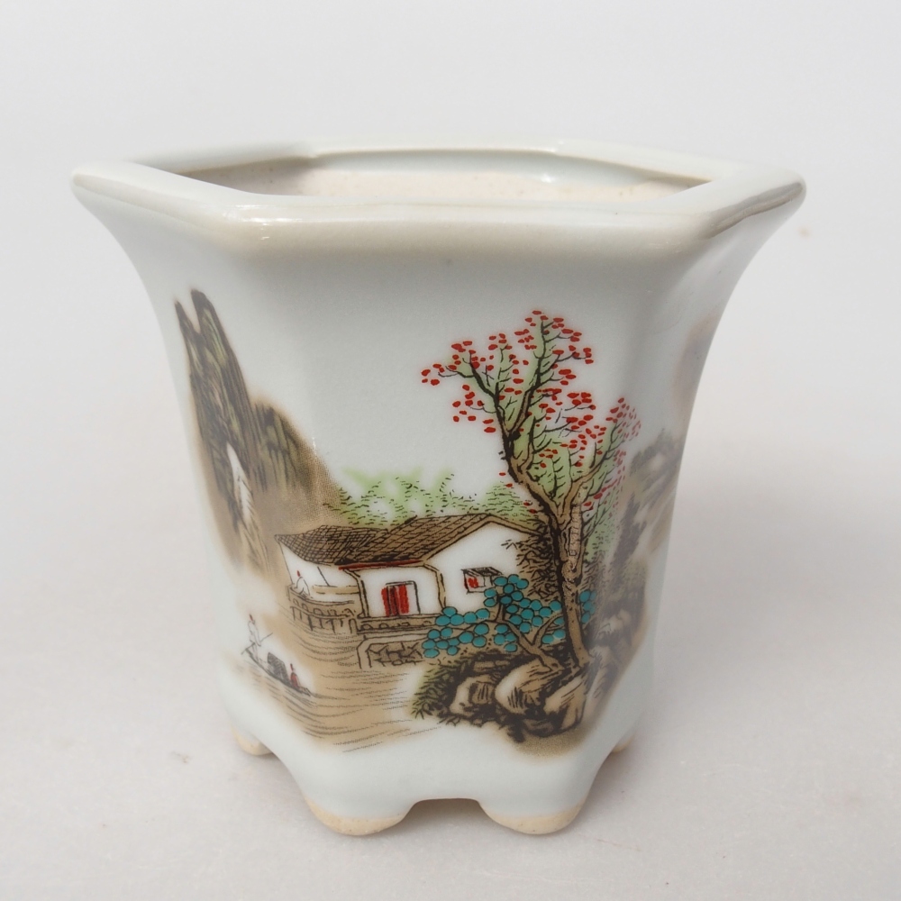 kerámia bonsai tál 10 x 9 x 9 cm, fehér színben