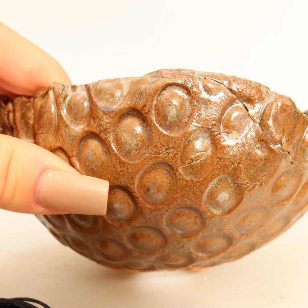 Kerámia kokedama-edény, 12,5 x 11,5 x 6 cm, barna színű