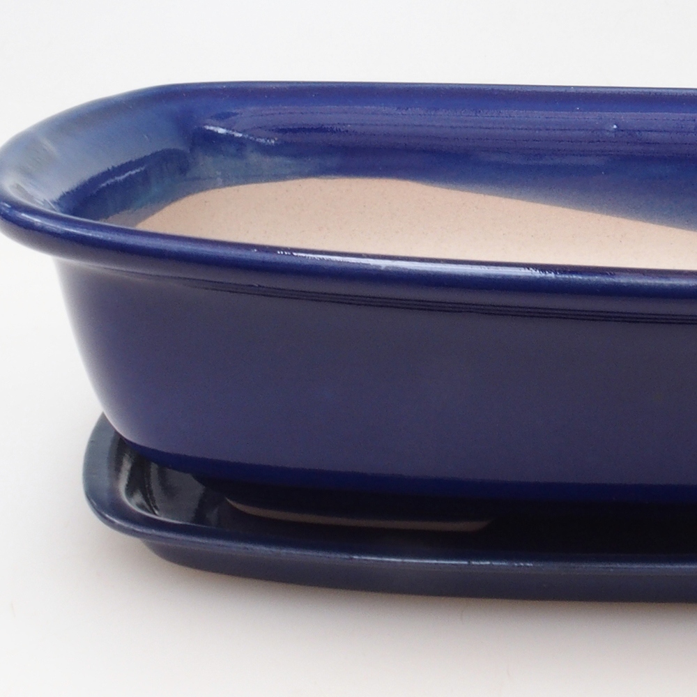 Bonsai tál + csészealj H07 - 30 x 23 x 7,5 cm. - kék