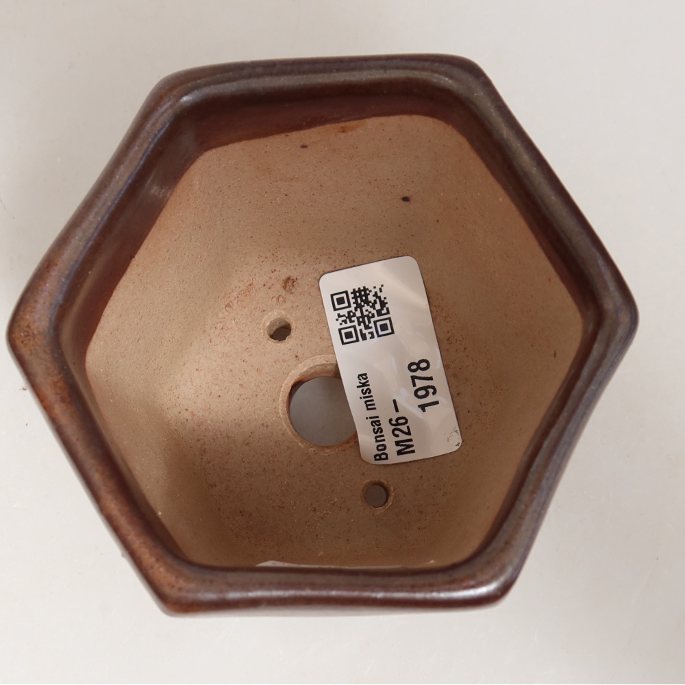 Kerámia bonsai tál, 9 x 8,5 x 8 cm, barna színű